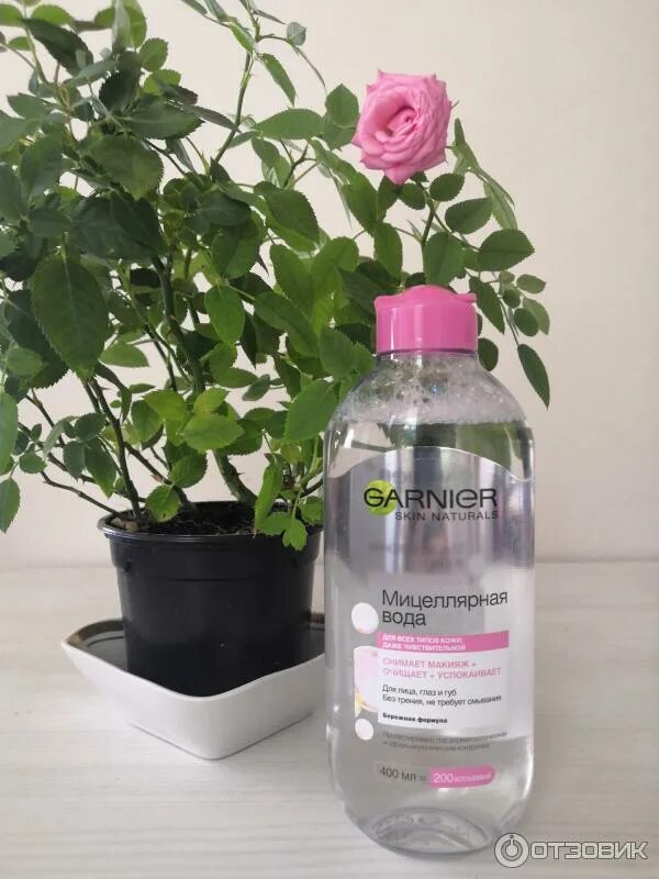 Garnier Мицеллярная розовая вода для снятия макияжа Очищение + Сияние, для тускл