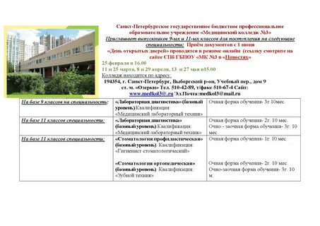 Питерские колледжи после 9 класса