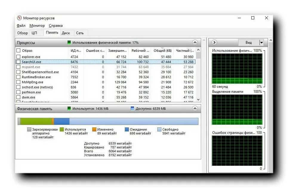 Сжатая память windows 10