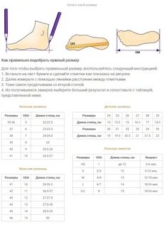 Ugg размерная сетка