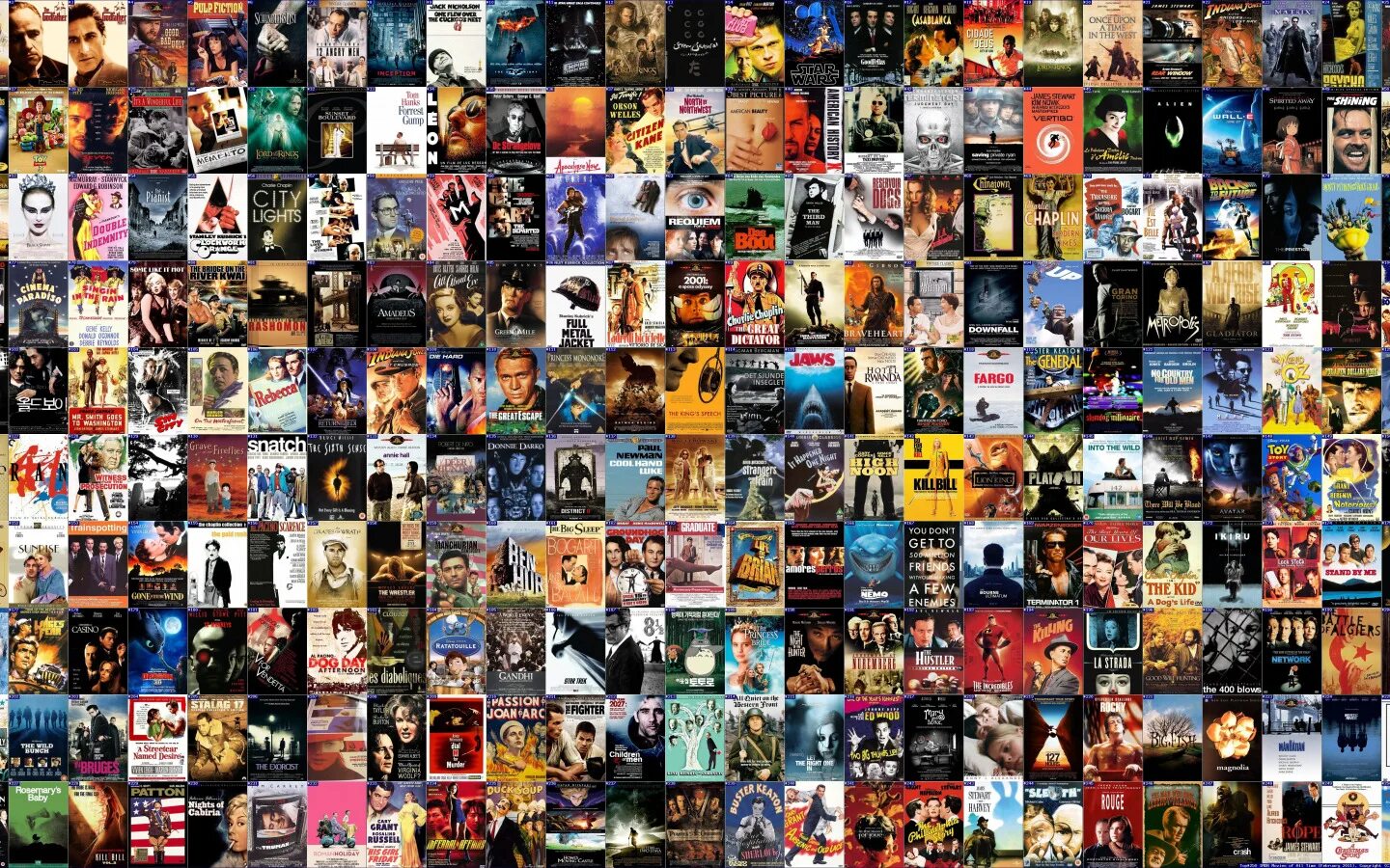 Top 250 movies. Коллаж. Постеры к фильмам.