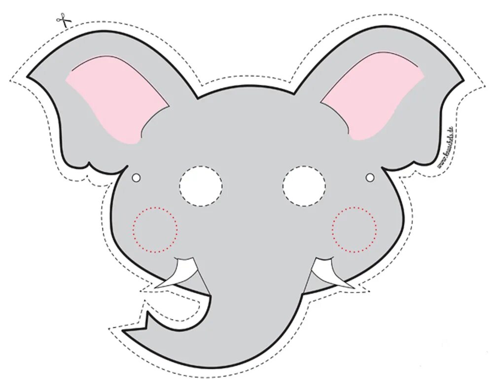 Шаблоны масок животных. Маска слона. Маска слоненка. Маска слона для детей. Бумажные маски для детей.