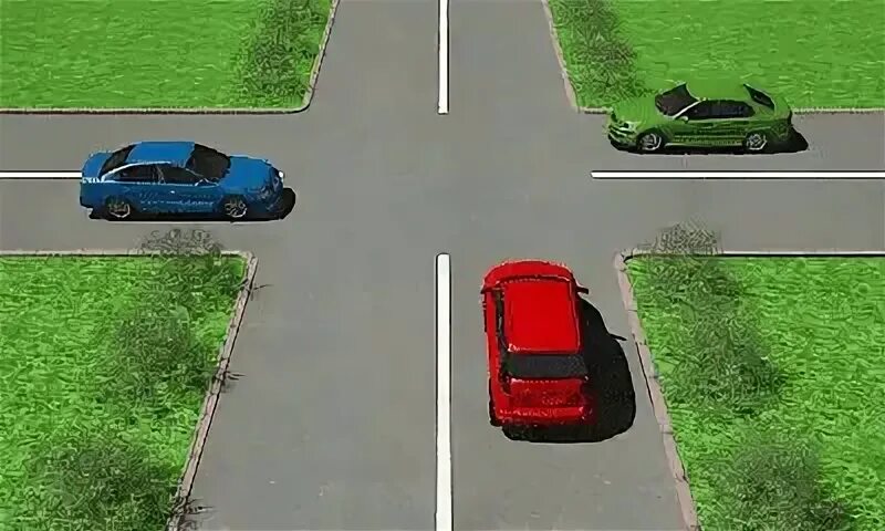 Зеленый автомобиль проедет перекресток