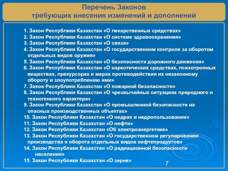 Список законов. Закон РК. Перечень законов по промышленной безопасности. Законы Казахстана.