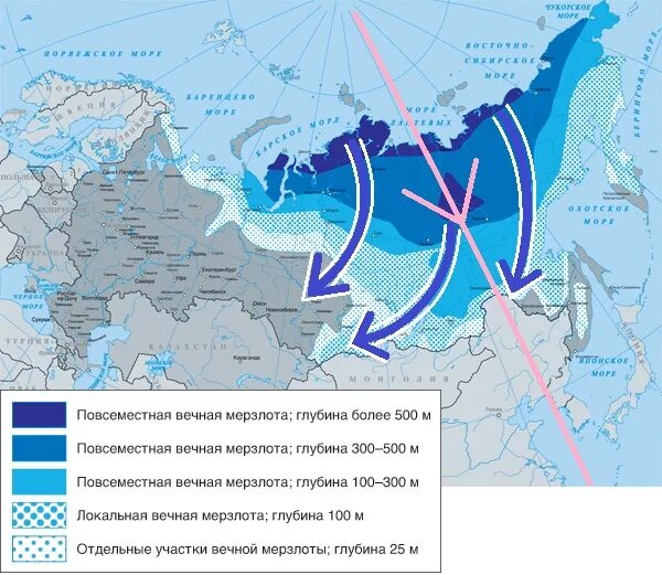 Вечная мерзлота в россии на карте. Зона вечной мерзлоты в России на карте. Зона вечной мерзлоты в мире на карте. Граница распространения вечной мерзлоты в России на карте.