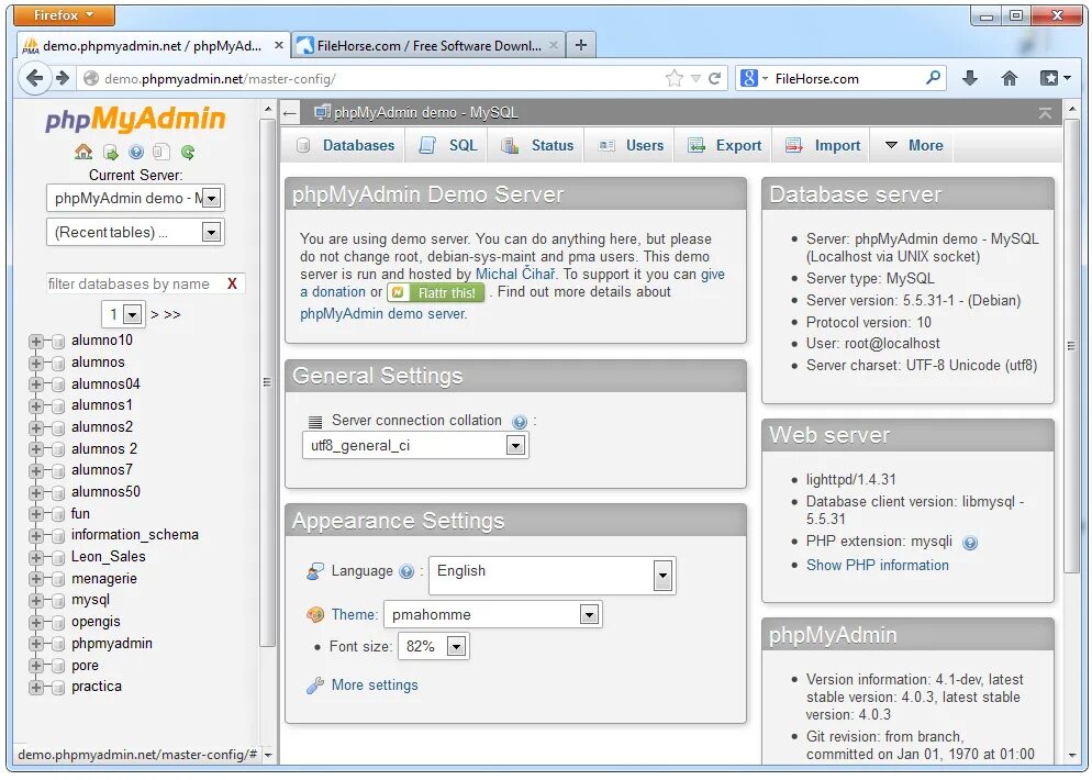 PHPMYADMIN. База PHPMYADMIN. Хост в PHPMYADMIN. PHPMYADMIN 4.