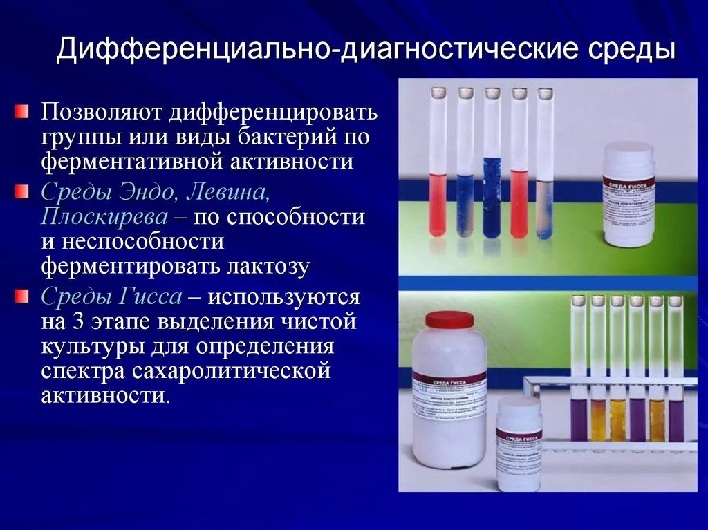 В какой среде проявляют. Дифференциально-диагностические питательные среды. Дифференциально-диагностические среды микробиология. Принципы работы дифференциально-диагностических питательных сред. Дифференциально-диагностические питательные среды среда Гисса.