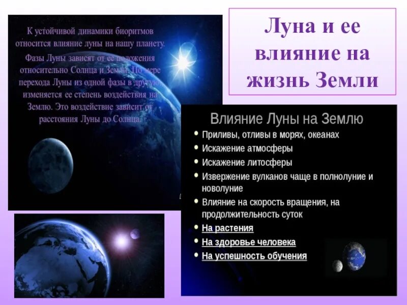 Луна значение дня. Влияние Луны на землю. Влияние Луны на землю кратко. Дуна и ее влияние на землю. Влияние Луны на земную жизнь.