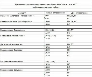 Расписание автобусов батурино