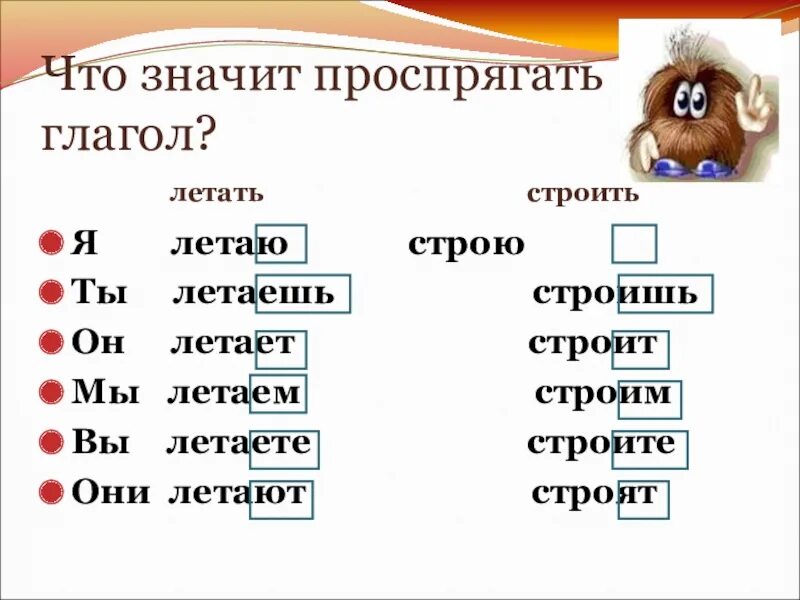 Строить спряжение глагола. Что значит проспрягать глагол. Проспрягать глагол. Что значит спрягать глаголы. Строишь 1 спряжение глагола