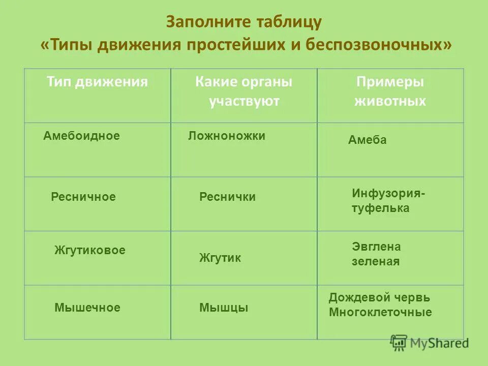 Органы движения. Таблица передвижение животных. Способы передвижения животных 7 класс таблица. Типы передвижения животных. Таблица по биологии способы передвижения животных.