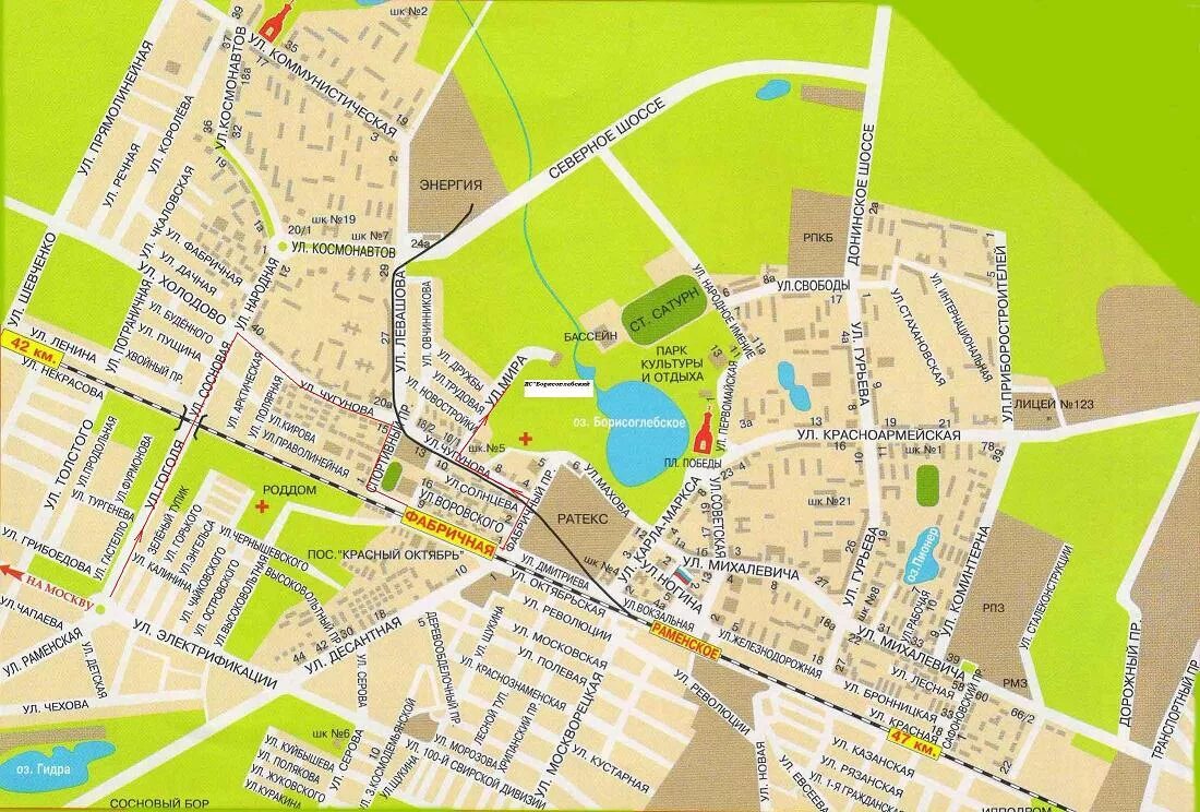 Карта города Раменского. Карта Раменского с улицами.