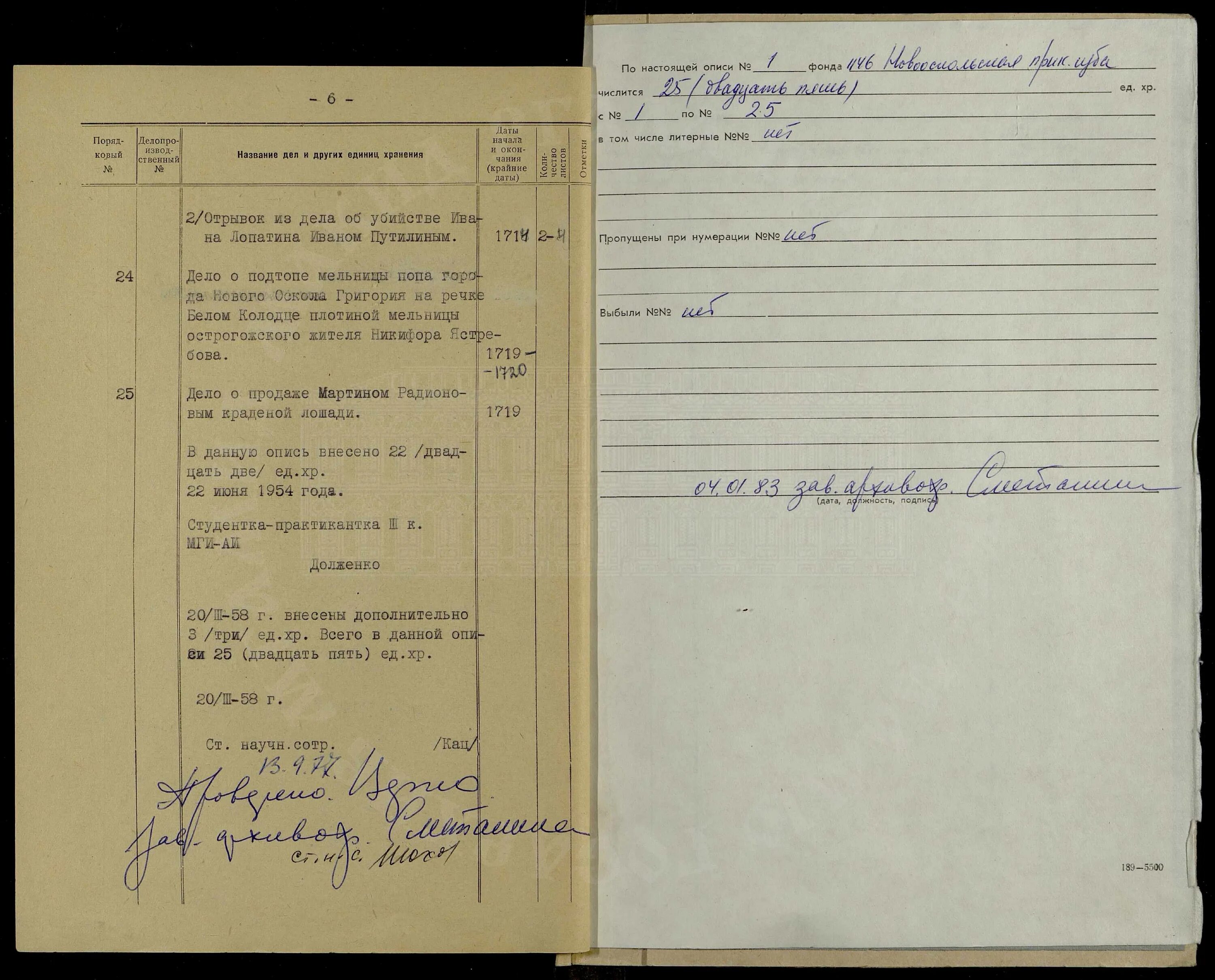 фонд опись единица хранения