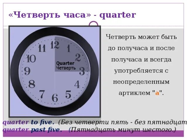 Четверть шестого по английски
