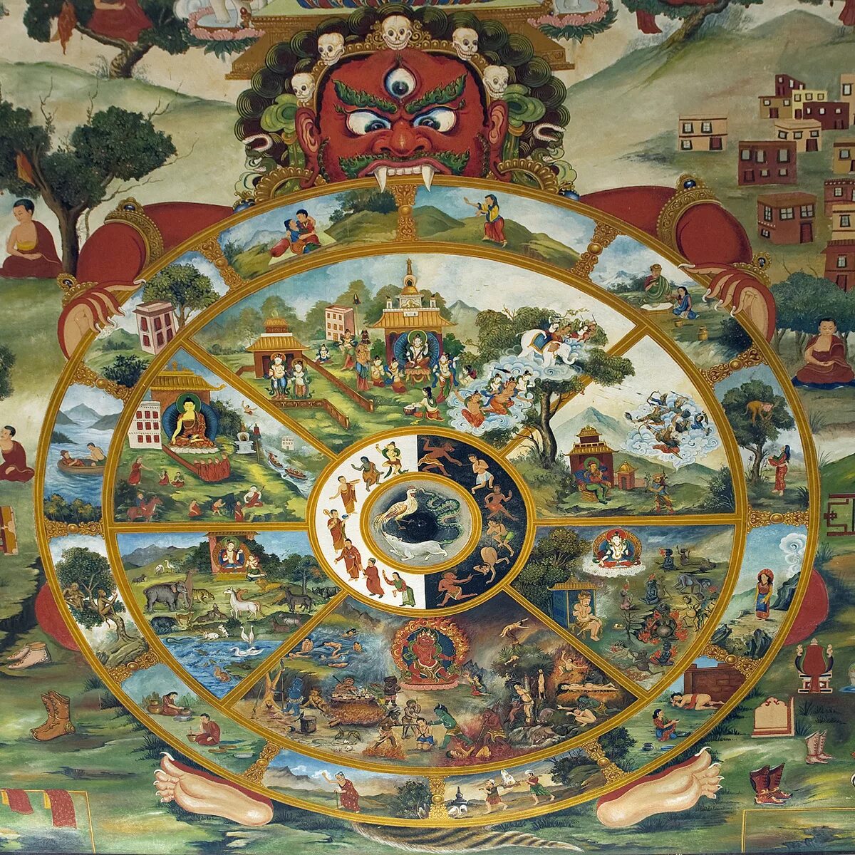 Понятие дхарма. Буддизм круг Сансары. Тибетский круг Сансары. Будда и колесо Сансары. Сансара колесо жизни буддизм.