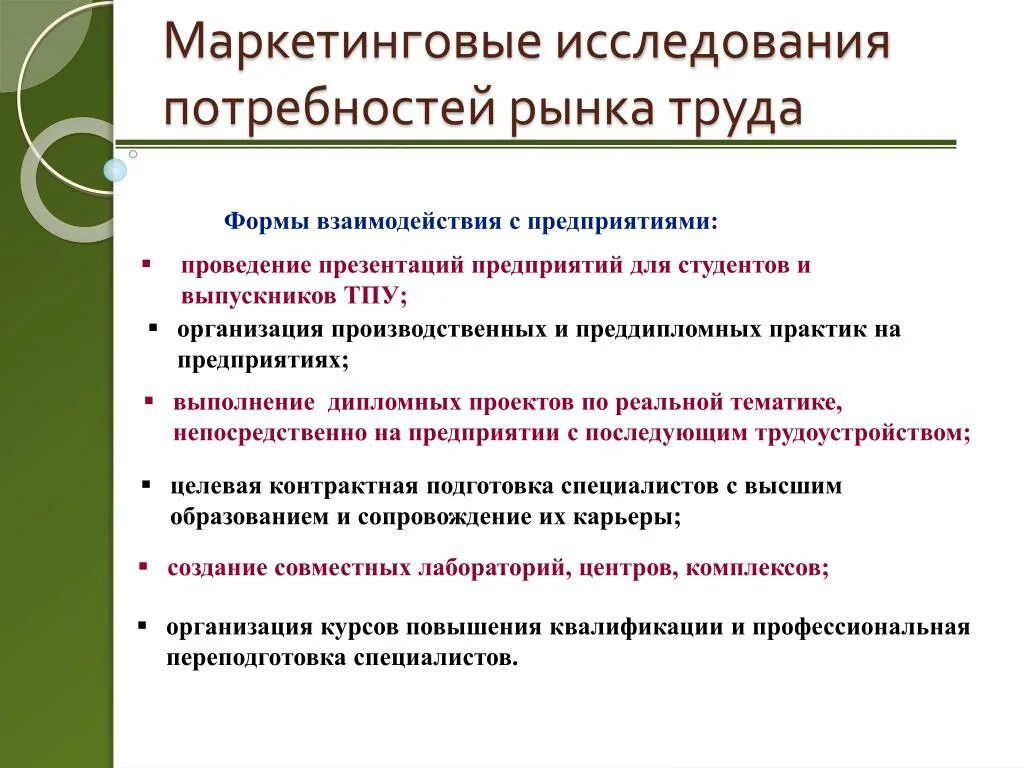 Изменение потребности рынка. Маркетинговые исследования рынка труда. Потребности рынка труда. Контрактно-целевая подготовка. Рыночная потребность.