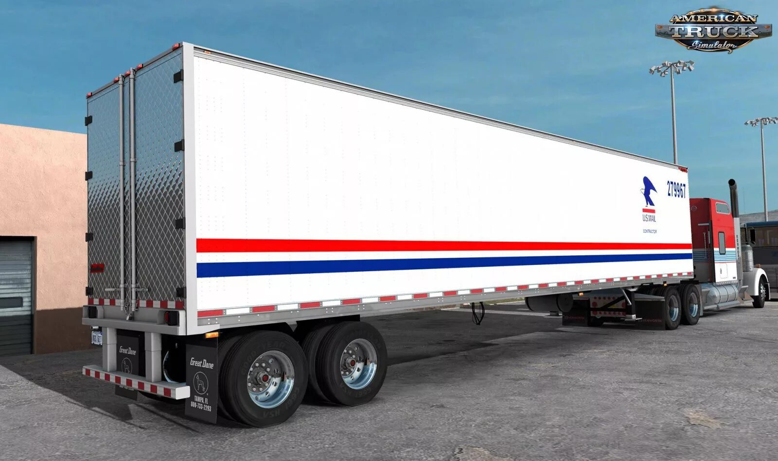 Прицеп атс. Прицеп great Dane реф. Great Dane Reefer Trailer. Американский полуприцеп Flatbed. American Truck Simulator прицепы.