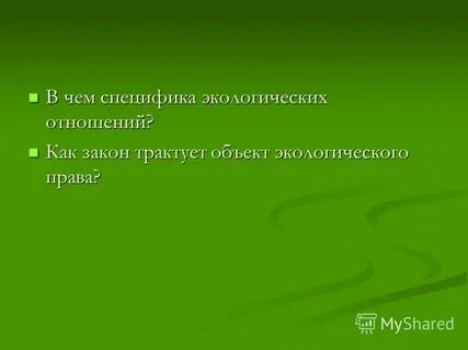 Специфика экологических отношений