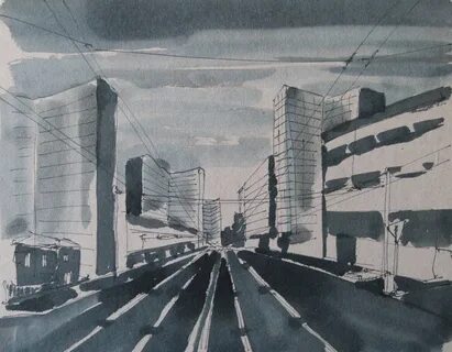 Индустриальный пейзаж городской пейзаж линейная перспектива