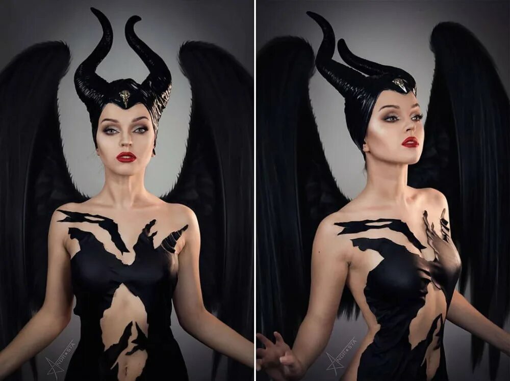 Малефисента косплей. Ravenivee. Популярные вебкам модели. Фотосессия с черными крыльями. Фотосессия с черными крыльями в студии.