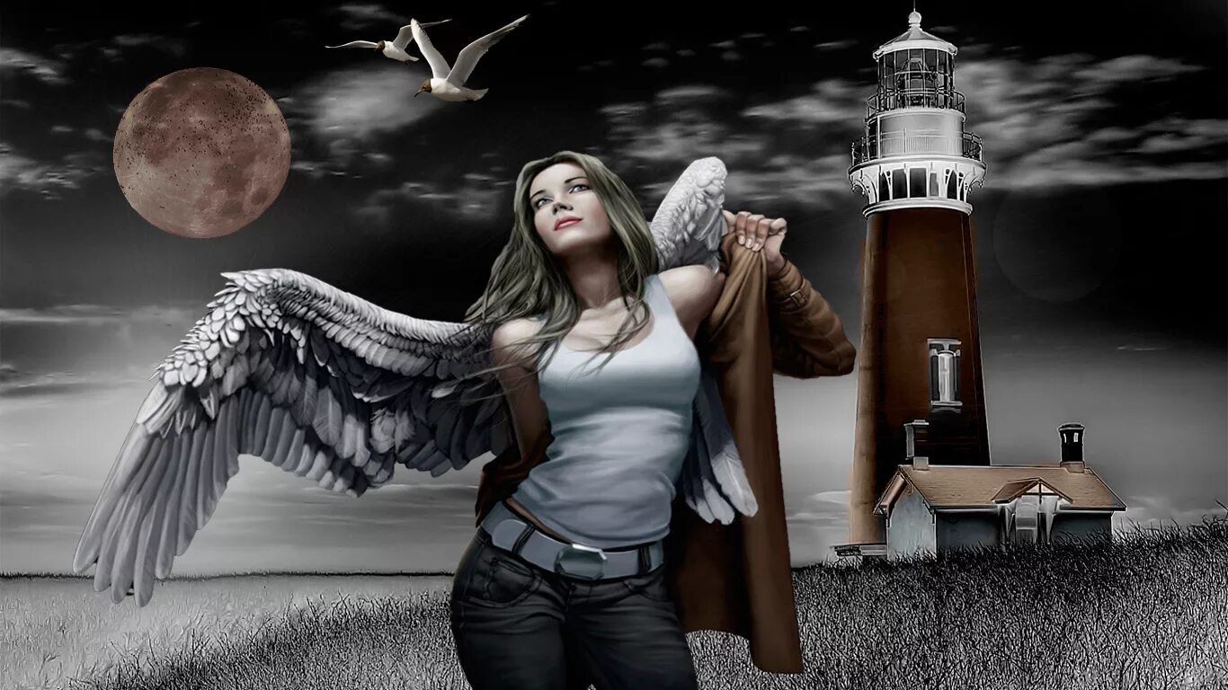 девочка на маяке фэнтези. заставки на телефон для мужчин женщины ангелы. картинки на рабочий стол ангелы. обои на телефон ангел качества. ангел с крыльями.