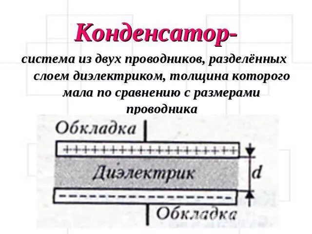 Устройство состоящее из двух проводников любой формы. Конденсатор физика 9 кл. Конденсатор система двух проводников разделенных диэлектриком. Конденсатор физика 9 класс. Конденсатор это в физике определение.