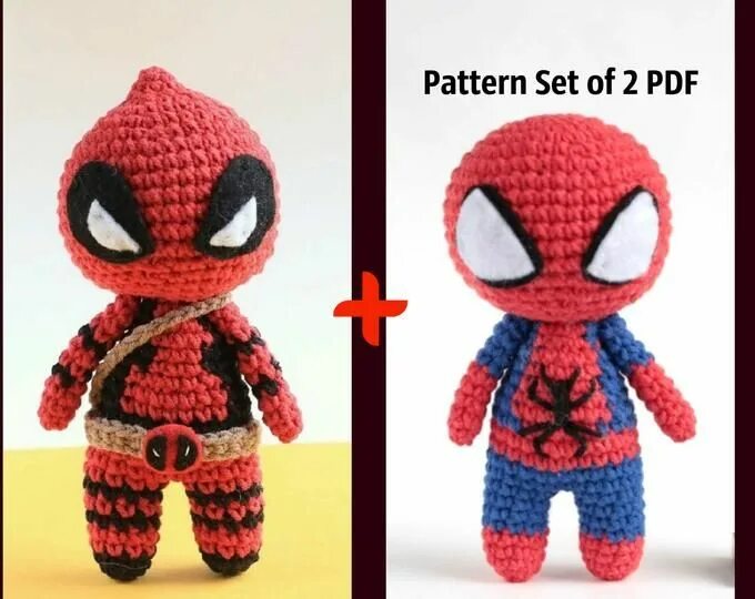 Дэдпул вязаный крючком схема и описание Deadpool Crochet Pattern Descarga Instantánea Deadpool Patrón de Crochet amiguru