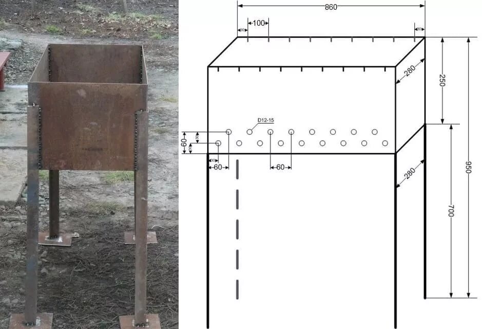 Разборный мангал чертеж 270мм 400мм. Мангал с поддувалом своими руками из металла чертежи. Чертеж мангала с зольником металла. Чертёж сварки мангала с ножками высота 600мм.