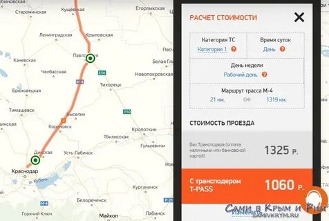 Сколько обходится платная дорога москва сочи