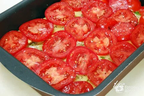 Картофель с чесноком и помидорами