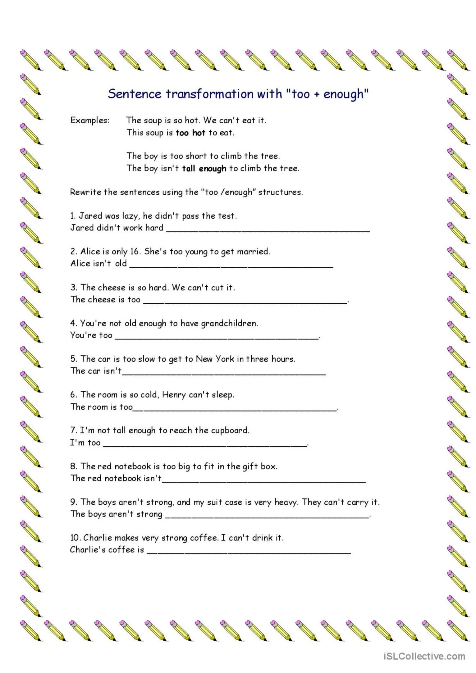 Transform the sentences use the. Too enough упражнения. Too enough задания. Sentence Transformation exercises. Too enough Worksheets.