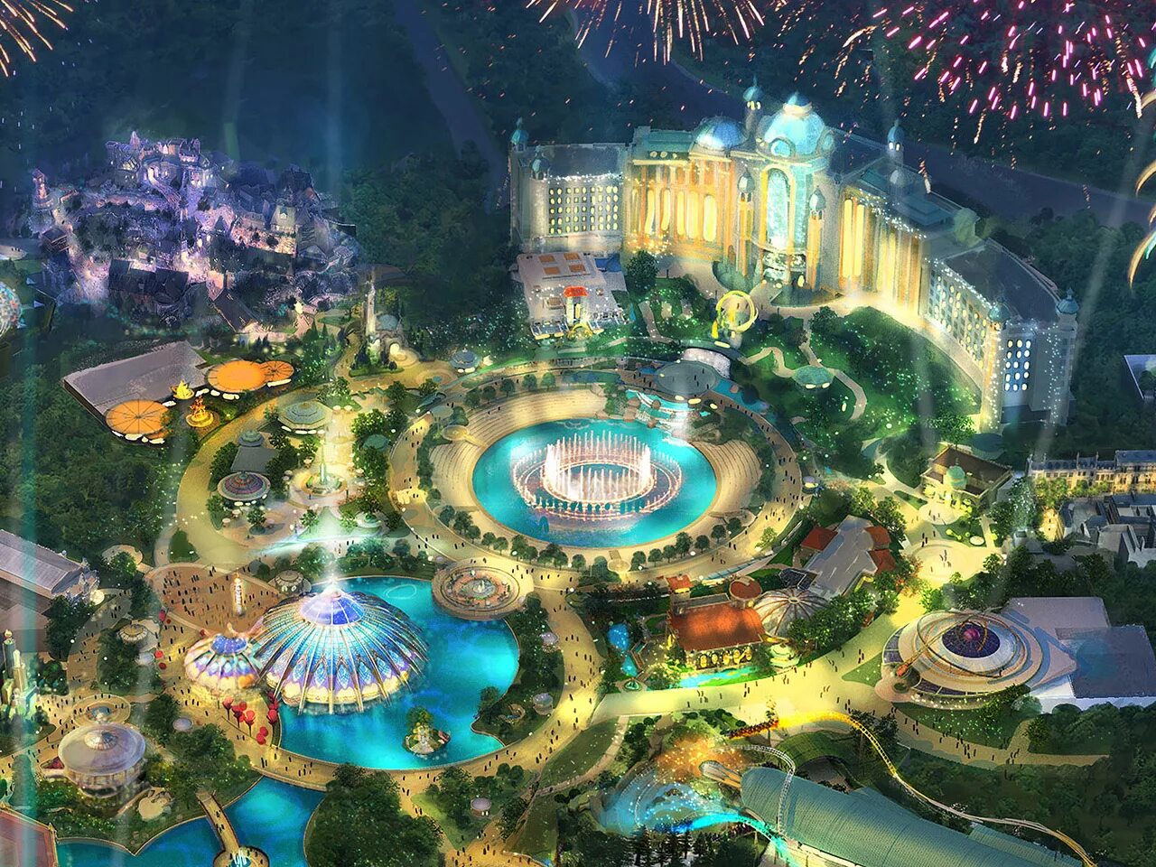 Universal theme park. Парк аттракционов будущего. Остров мечты аттракционы колесо обозрения. Парку вселенная. Парку вселенная.