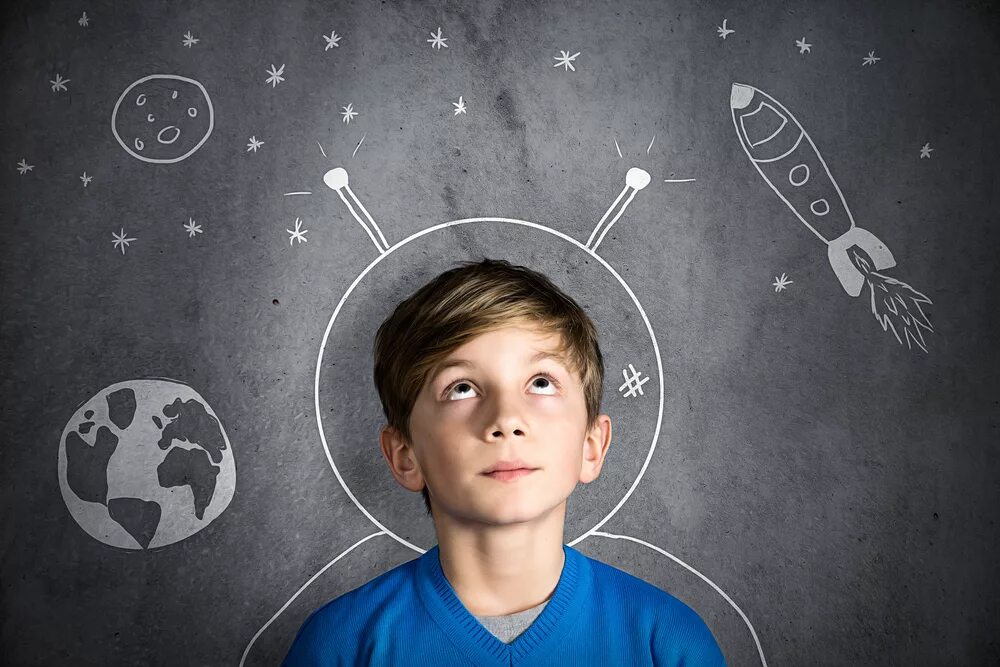 Воображение детей. Ребенок мечтает. Детям о космосе. Космос для детей школьного возраста. Какая мысль воображения