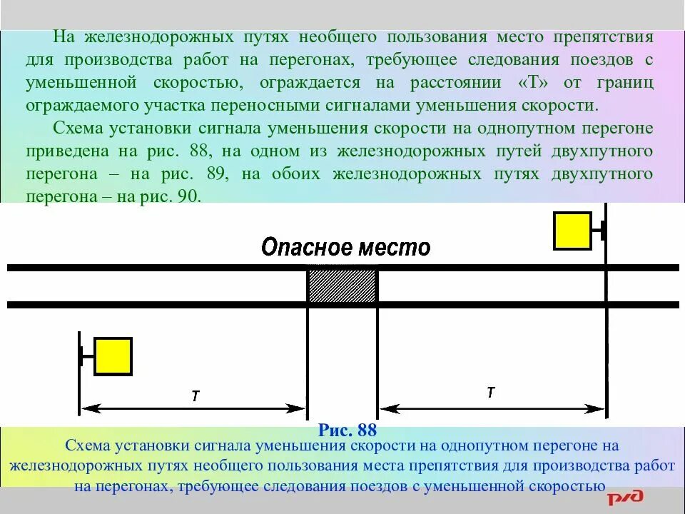 Препятствия на перегоне ограждаются. Схема ограждения опасного участка сигналами уменьшения скорости. Схема ограждения опасного места на однопутном перегоне. Ограждение мест производства работ сигналами уменьшения скорости. Ограждение уменьшения скорости на перегоне.