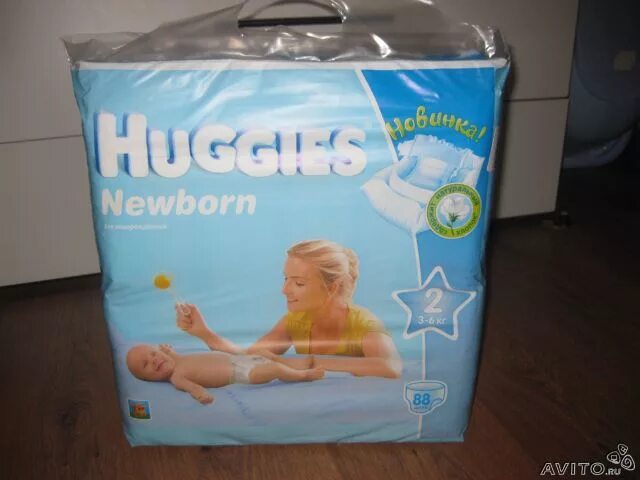 Huggies подгузники Newborn 2 (3-6 кг) 88 шт.. New born 2