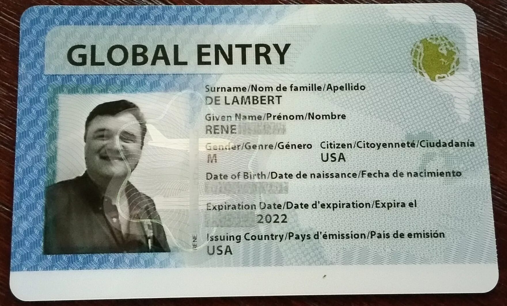 Enter the global. Global entry. global card. entry card. military id card.