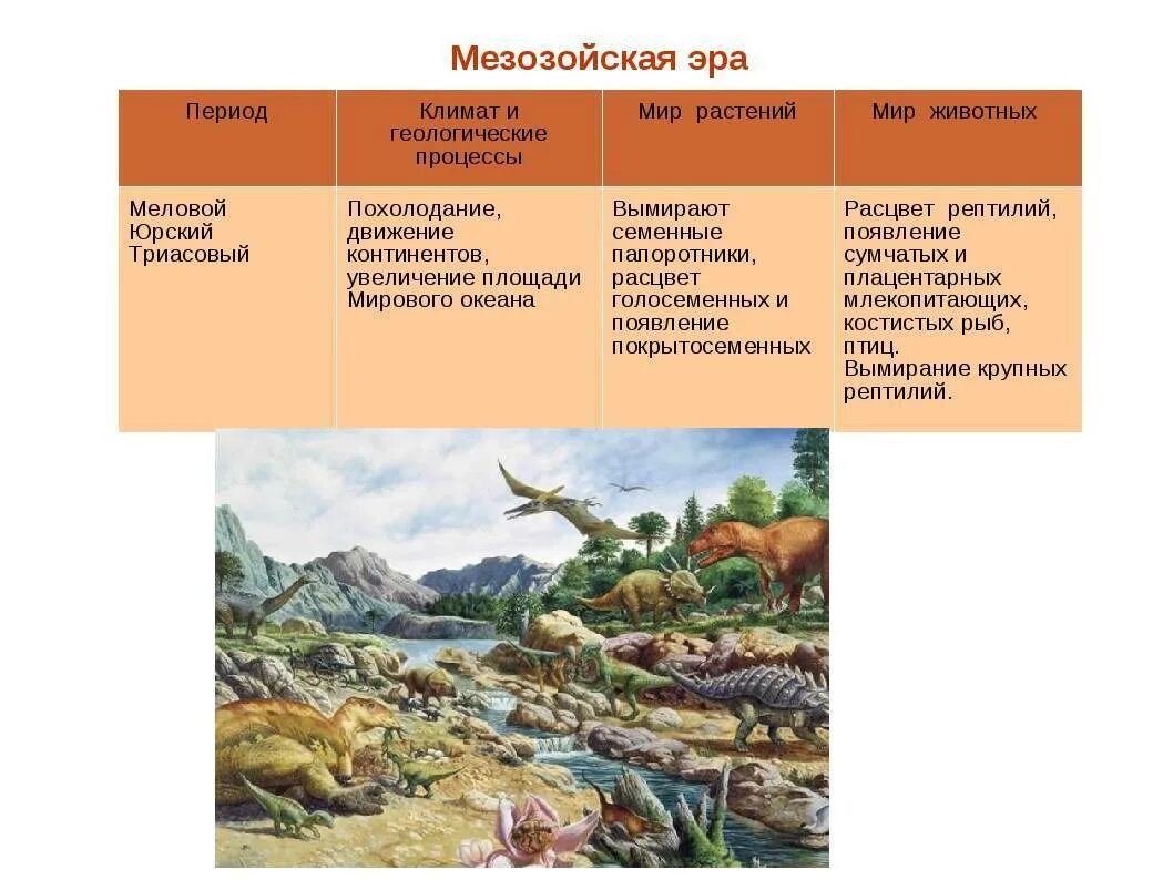 Мезозойская эра появление. Эры периоды животные растения Мезозойская Эра. Периоды мезозойской эры таблица ароморфозы. Климат мезозойской эры таблица. Мезозойская Эра периоды таблица растения и животные.