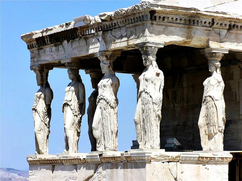 Греческие архитекторы. Святилище Афины Эрехтейон. Афинский Акрополь Греция. Колонны Эрехтейона.