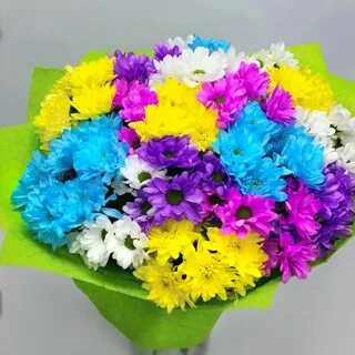 Букет из разноцветных хризантем