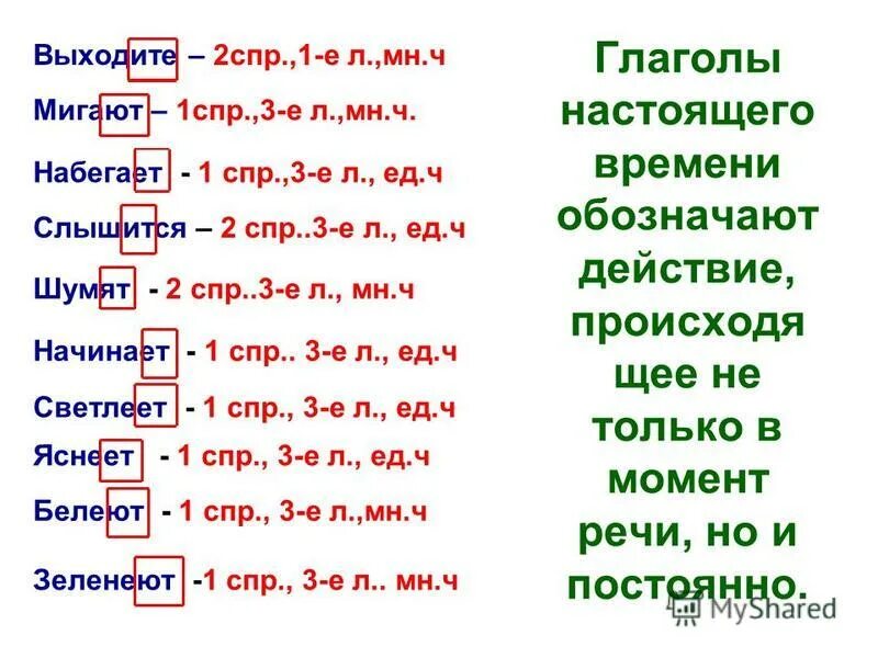 Число лицо 1 спр 2 спр