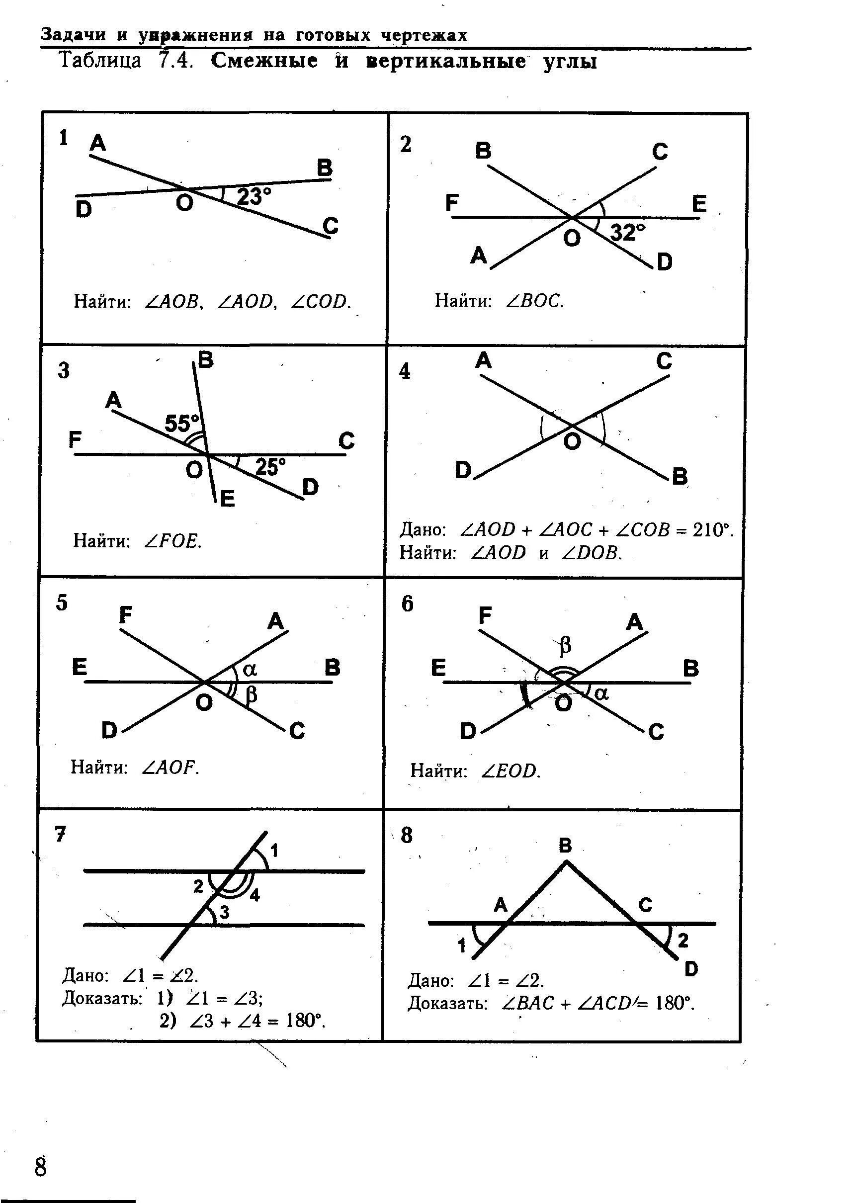 Задачи и упражнения на готовых чертежах таблица 7.4. Задачи и упражнения на готовых чертежах таблица 7.1. Тест смежные и вертикальные углы 7 класс Атанасян. Задачи и упражнения на готовых чертежах таблица 7.5.