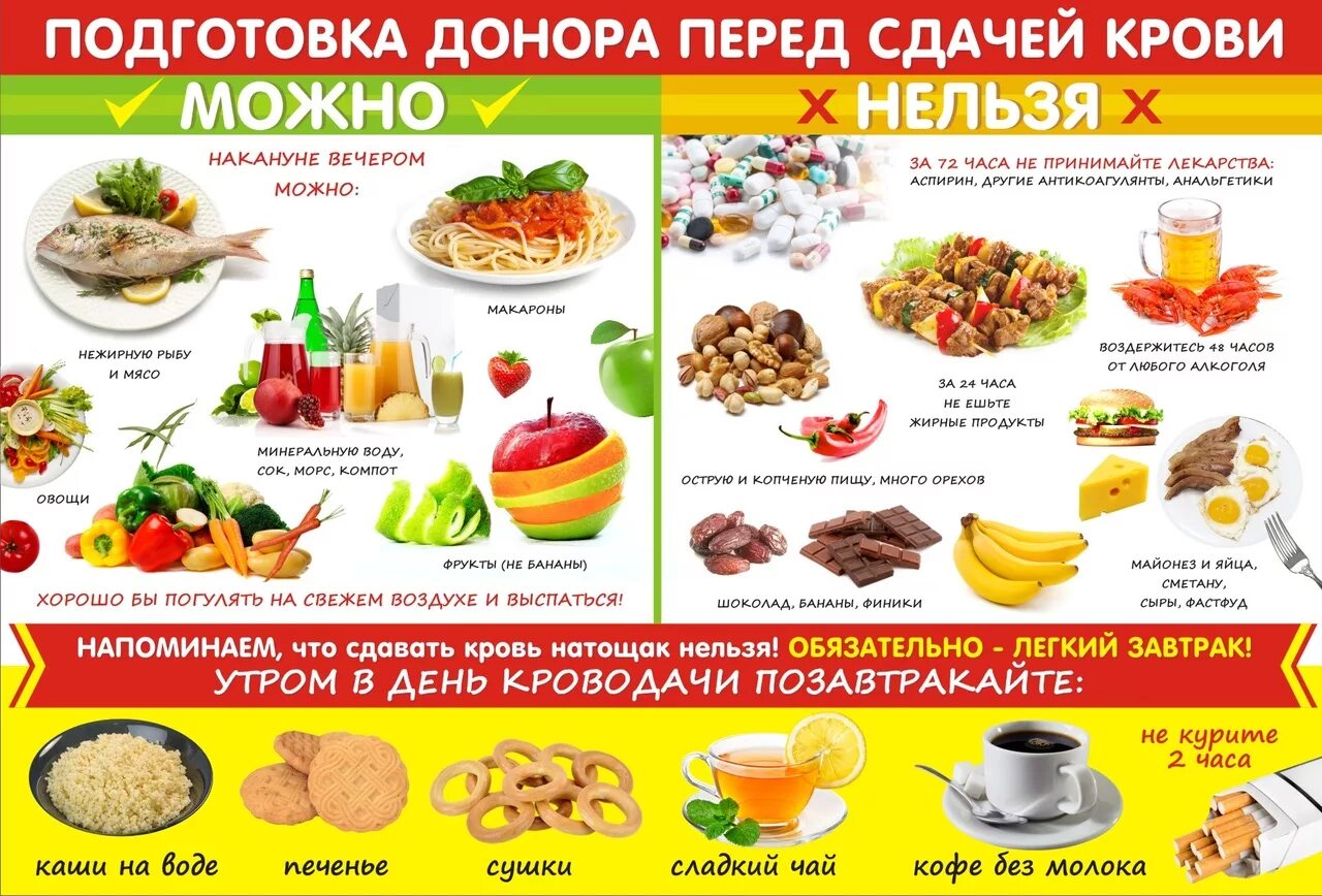 За сколько до сдачи крови нельзя кушать. Что можно кушать перед сдачей крови. Что нельзя есть перед сдачей крови. Диета перед сдачей крови. Диета донора крови перед сдачей крови.