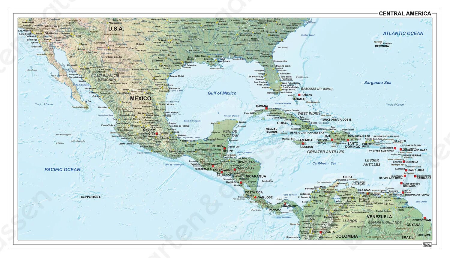 Центральная америка какие страны. Карта центральной Америки. Политическая карта центральной Америки. Северная Америка Центральная Америка. Центральная Америка страны и столицы.