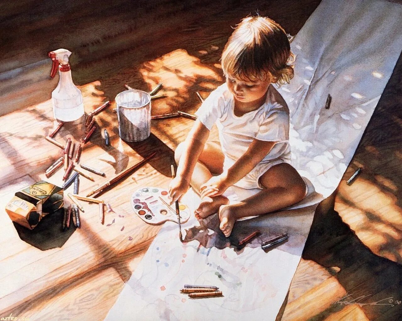 Я рисую на картине. Стив Хейнс художник. Steve Hanks Юный художник. Дети в живописи. Искусство для детей.