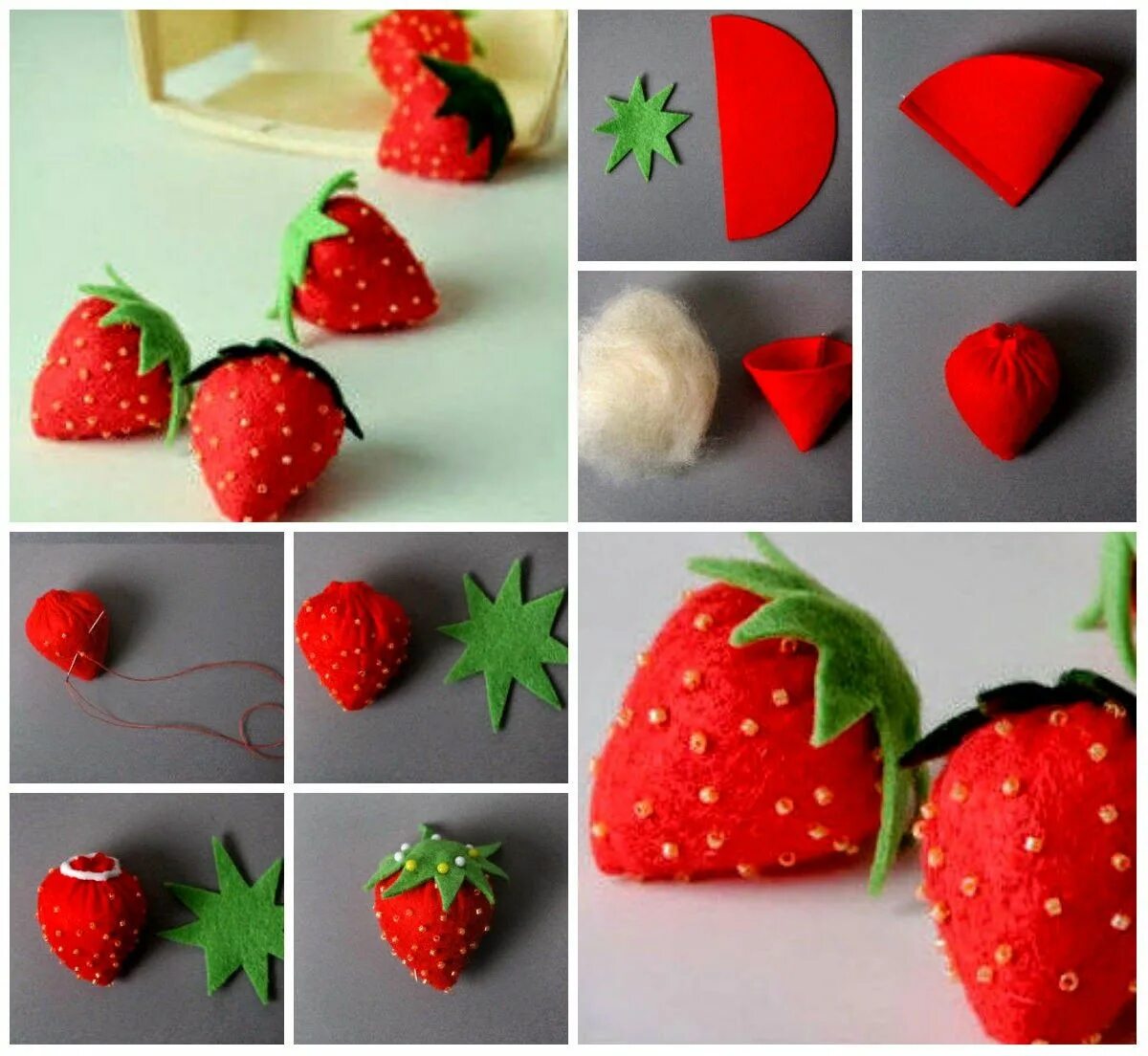 Клубника из фетра
