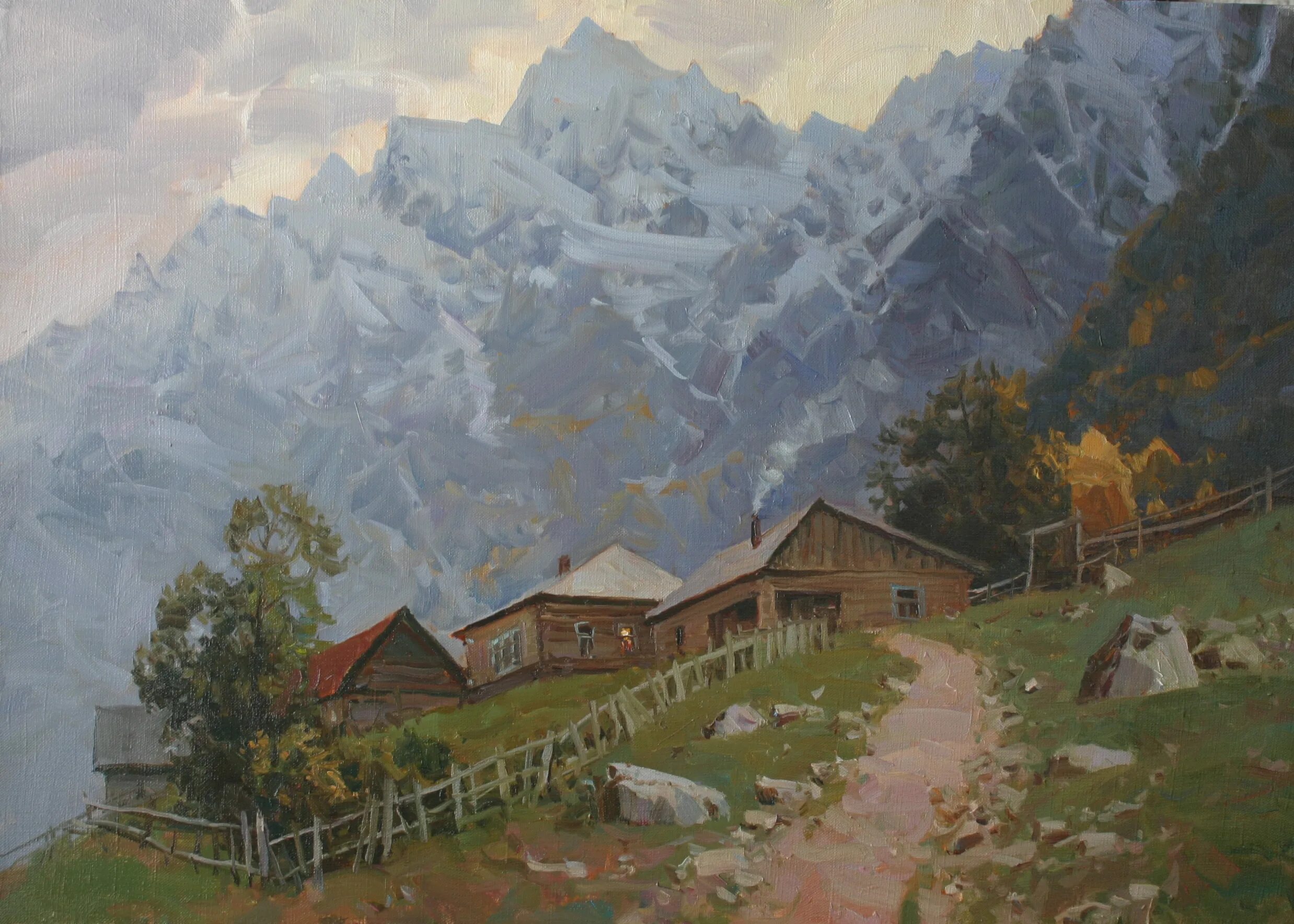 Храм мят сели мятлоам. Картина горы сванетии грузия. Александр бабич эльбрус. Горный аул на кавказе. Гречишкин художник памир.