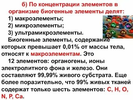 Все макроэлементы в живых организмах