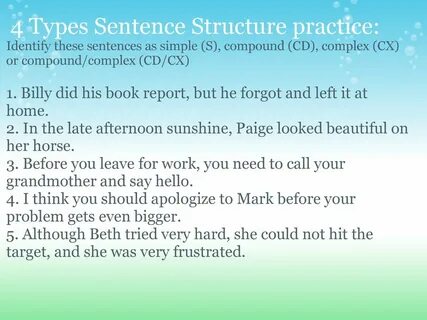 Types of sentences in english