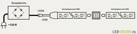 Схема светодиодной ленты на 220 вольт