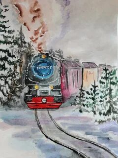Новогодний поезд рисунок